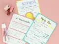 Cahiers de révision seconde : sciences, fonction exponentielle, et objectif bac. Notes manuscrites et surligneurs.