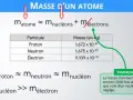 Pour calculer la masse d'un atome, on additionne la masse des nucléons (protons et neutrons), car celle des électrons est négligeable.