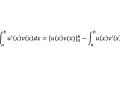La formule d'intégration par partie : ∫[a,b] u'(x)v(x)dx = [u(x)v(x)]_[a,b] - ∫[a,b] u(x)v'(x)dx.