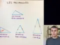 Les triangles : un triangle quelconque, un triangle rectangle, un triangle équilatéral et un triangle isocèle.