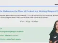 Exemple de calcul de masse de produit en utilisant le réactif limitant. La réaction du fer et du chlore pour former du FeCl3 est montrée.