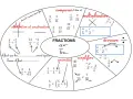 Carte mentale sur les fractions pour la maths 4eme : addition, soustraction, multiplication, division, comparaison, simplification et priorités.