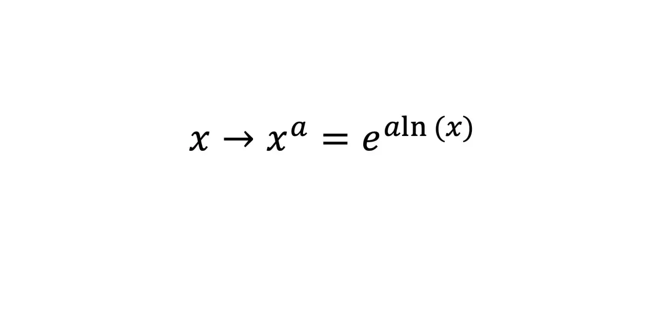 La formule dérivée puissance montre que x à la puissance a est égal à e élevé à la puissance a fois le logarithme naturel de x.
