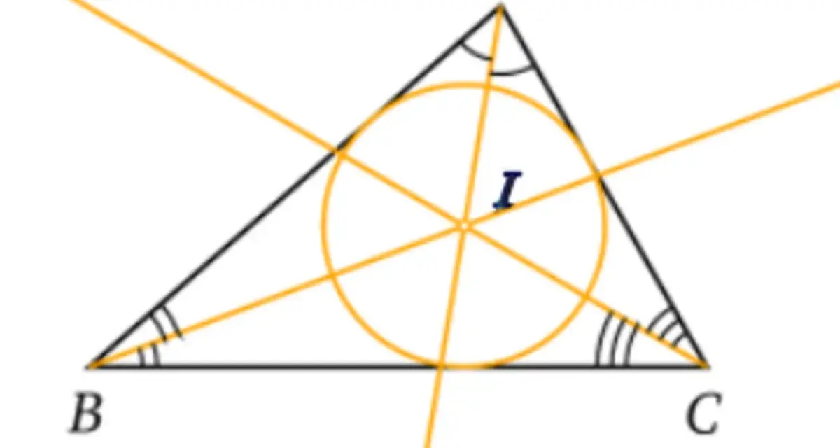 Triangle ABC avec un cercle passant par ses sommets. Les médiatrices se coupent en I, illustrant la définition du cercle circonscrit.