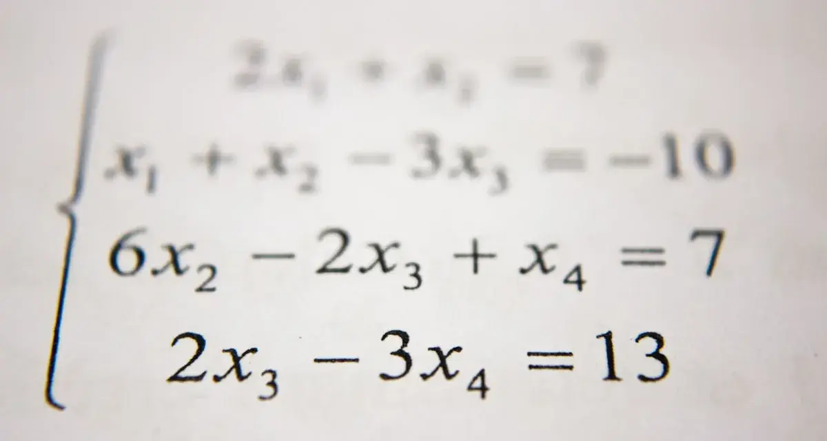 Système d'équations linéaires, typique de l'enseignement scientifique en terminale.