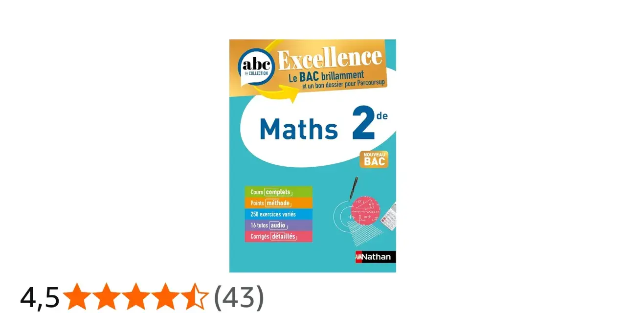 Livre "Maths 2de" pour le programme de maths seconde, avec cours, exercices et tutos audio pour réussir le BAC.