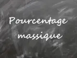 Texte écrit à la craie sur un tableau noir : "Pourcentage massique".