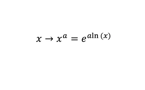 La formule dérivée puissance montre que x à la puissance a est égal à e élevé à la puissance a fois le logarithme naturel de x.