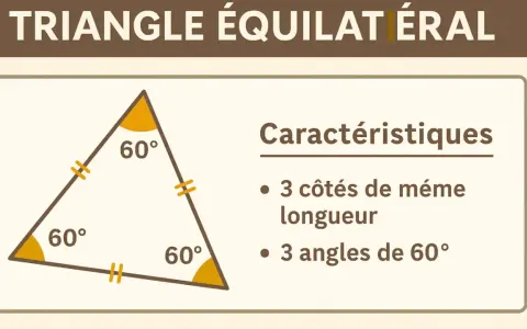 Un triangle équilatéral, avec ses 3 côtés égaux et ses 3 angles de 60°.