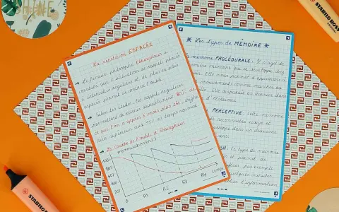 Fiche révision 4ème à imprimer gratuit : notes sur la mémoire, la répétition espacée et les types de mémoire.