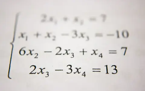 Système d'équations linéaires, typique de l'enseignement scientifique en terminale.