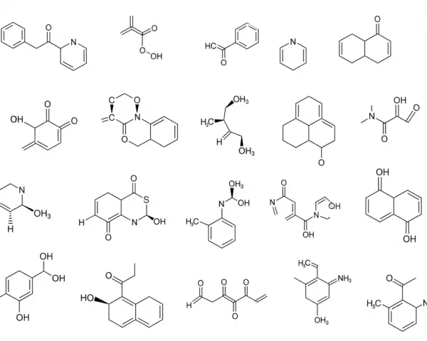 Diverses structures chimiques, illustrant la complexité de la famille fonctionnelle chimie.