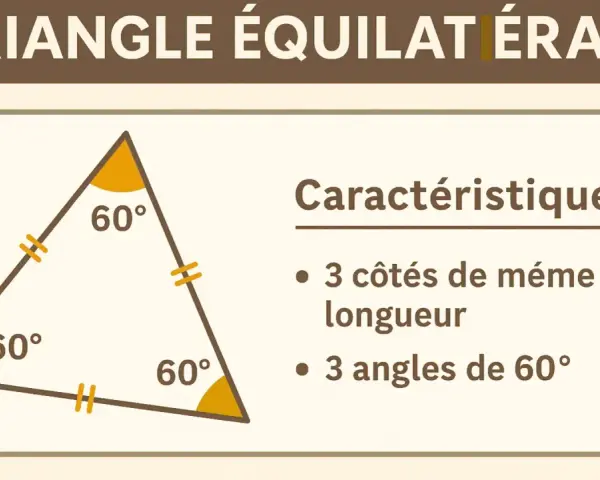 Un triangle équilatéral, avec ses 3 côtés égaux et ses 3 angles de 60°.