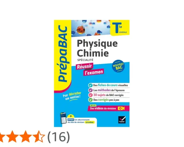 Manuel "PrépaBAC Physique Chimie" pour réussir l'examen, avec fiches, méthodes, sujets corrigés et vidéos. Idéal pour le bac physique chimie 2026.