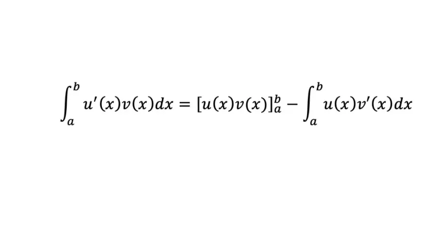La formule d'intégration par partie : ∫[a,b] u'(x)v(x)dx = [u(x)v(x)]_[a,b] - ∫[a,b] u(x)v'(x)dx.