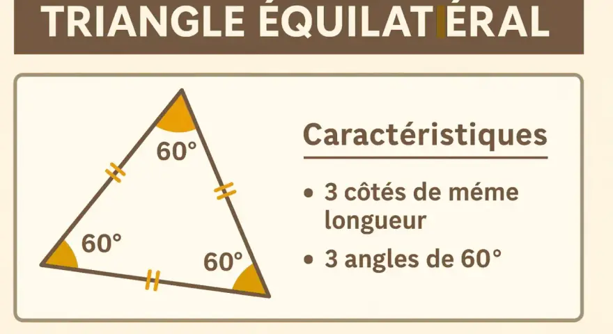 Un triangle équilatéral, avec ses 3 côtés égaux et ses 3 angles de 60°.
