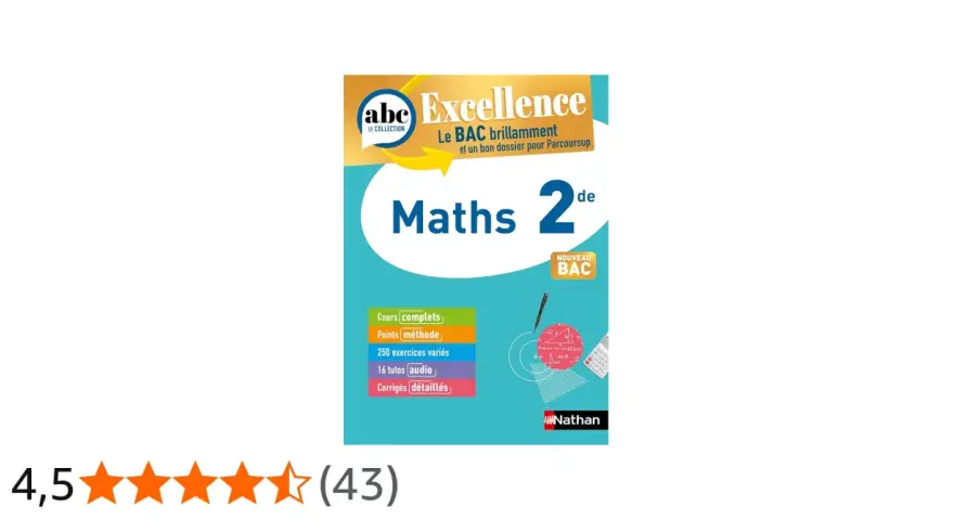 Livre "Maths 2de" pour le programme de maths seconde, avec cours, exercices et tutos audio pour réussir le BAC.