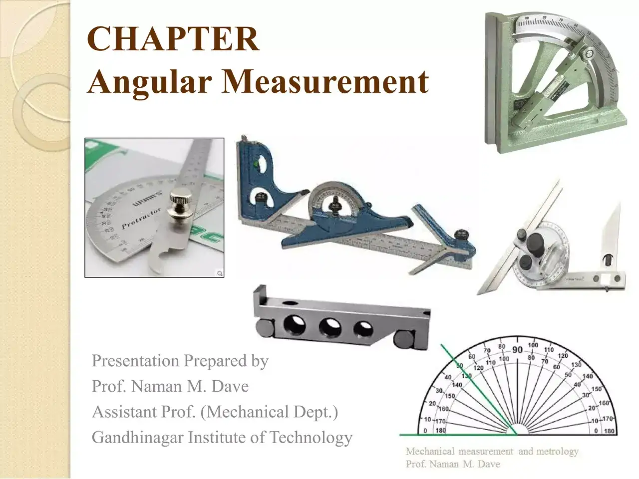 Divers instruments de précision pour la mesure d'angle, incluant un rapporteur et un niveau d'angle.