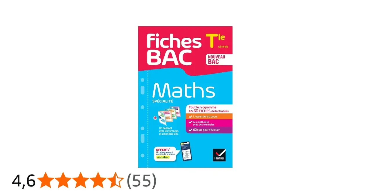 Fiches BAC Maths Spécialité Terminale, 60 fiches détachables pour réviser l'essentiel, les méthodes et s'évaluer.