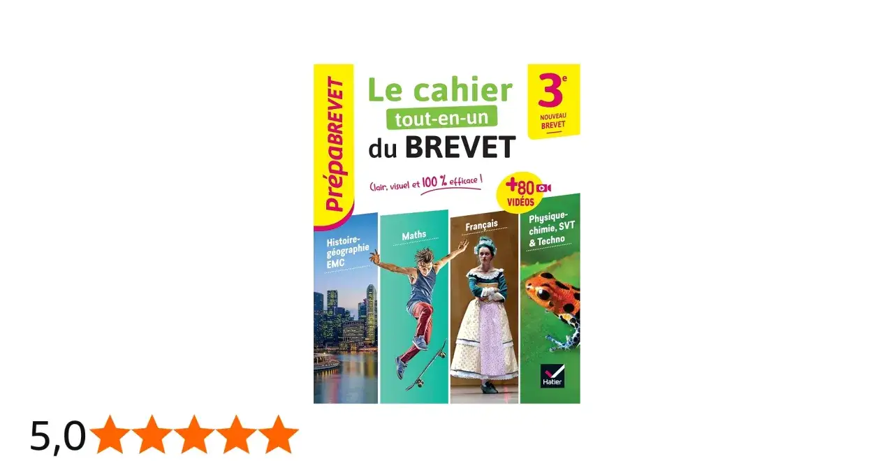 Le cahier tout-en-un pour réviser ton brevet. Couvre l'histoire, les maths, le français et les sciences. 80 vidéos incluses.